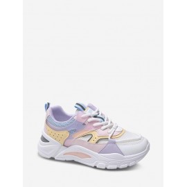 Colorblock Mesh Lace Up Sports Shoes